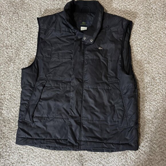 Lacoste Vest Mens Extra Large Black Puffer Quilted Sleeveless Outdoor Jacket - Picture 1 of 7